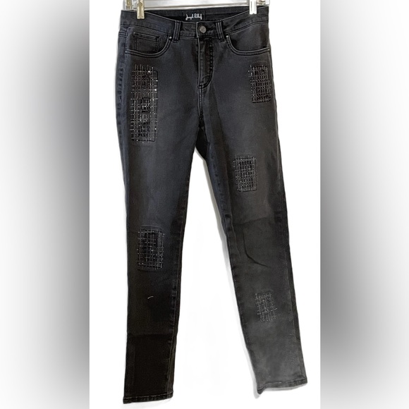 Joseph Ribkoff black sequins denim pant - Picture 5 of 8